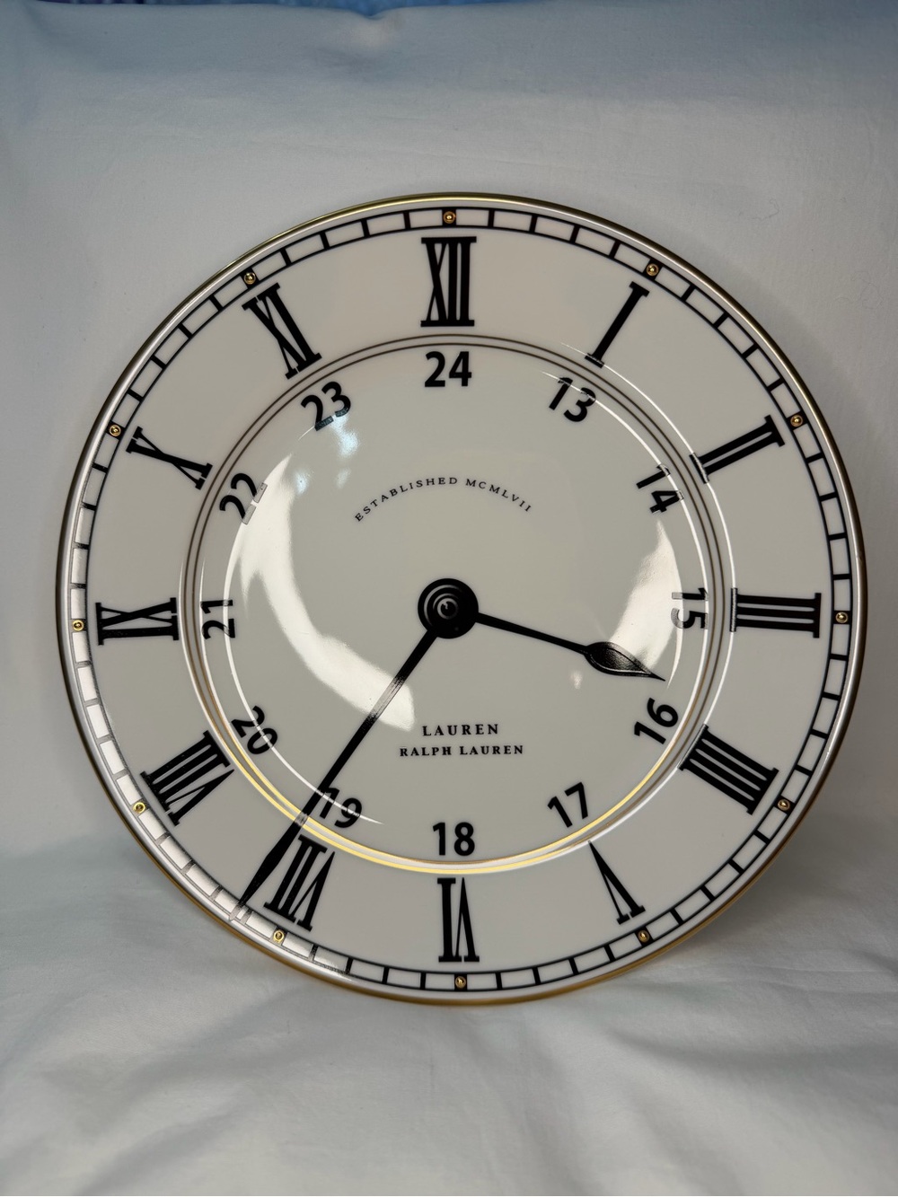 Lauren Ralph Lauren Pocketwatch II Clock Face Plate 9.25" Black White Gold Rim